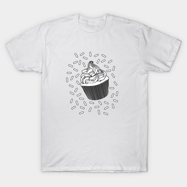 Coloring Book Cupcake and Sprinkles T-Shirt by latheandquill